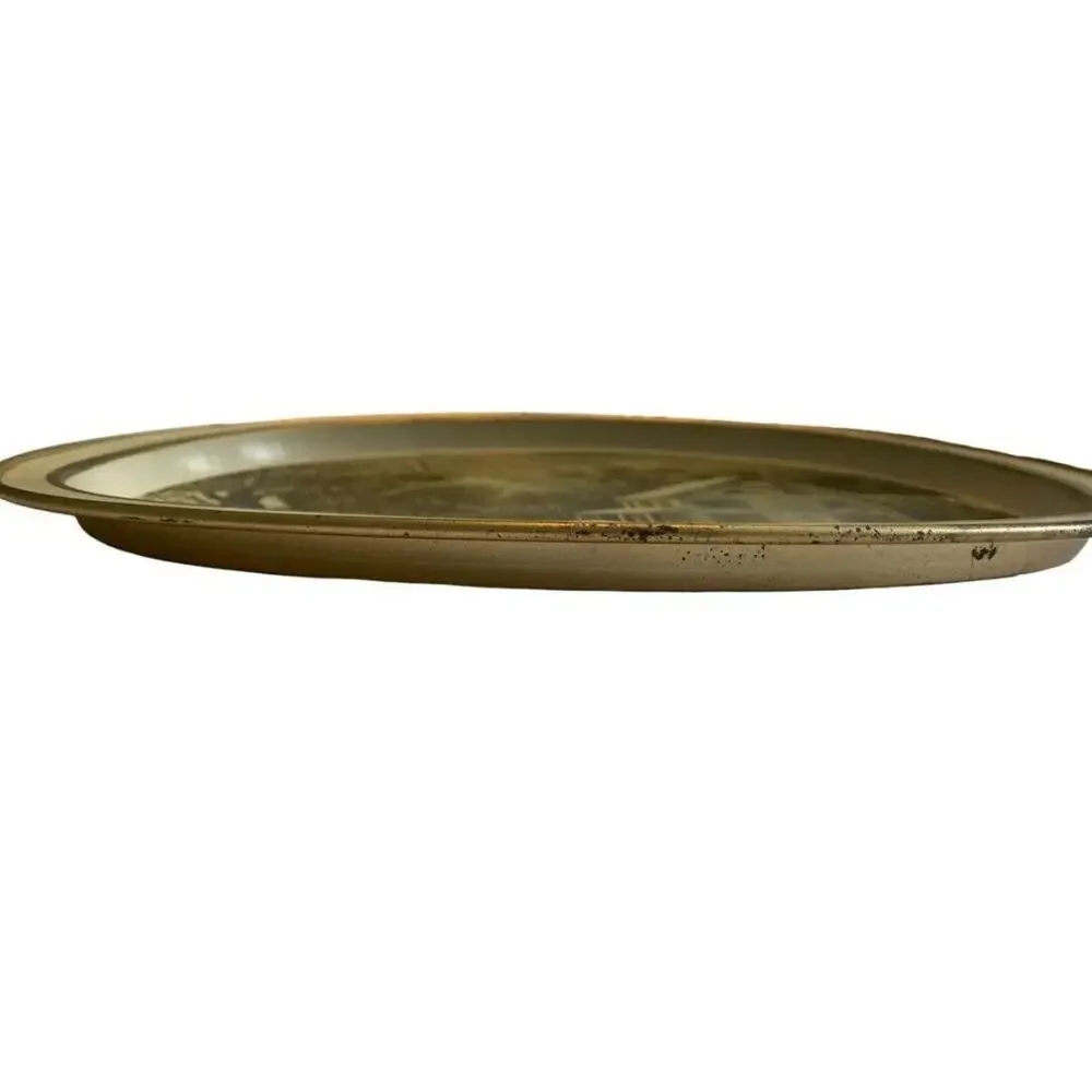 Currier and Ives The American Homestead Metal Tray Serving Vintage Winter